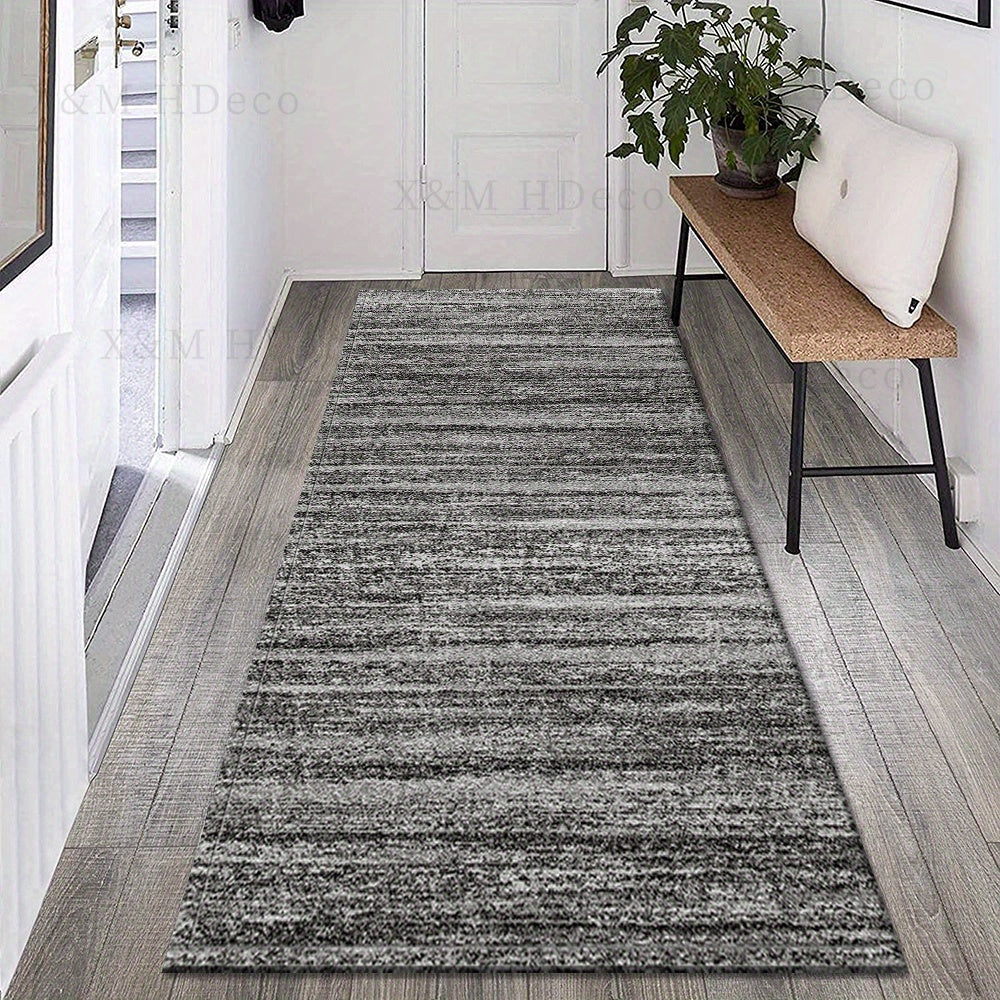 Gray Runner Rug with Ultra-Soft, Non-Slip Washable Polyester and Memory Foam Cushion for Kitchen, Laundry Room & Hallways - Various Sizes to Choose From