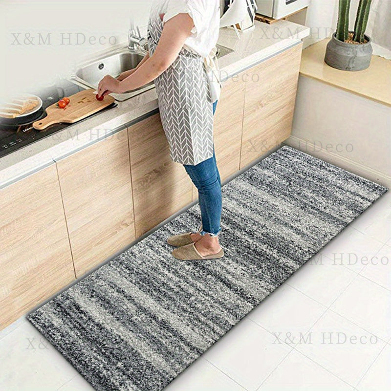 Gray Runner Rug with Ultra-Soft, Non-Slip Washable Polyester and Memory Foam Cushion for Kitchen, Laundry Room & Hallways - Various Sizes to Choose From