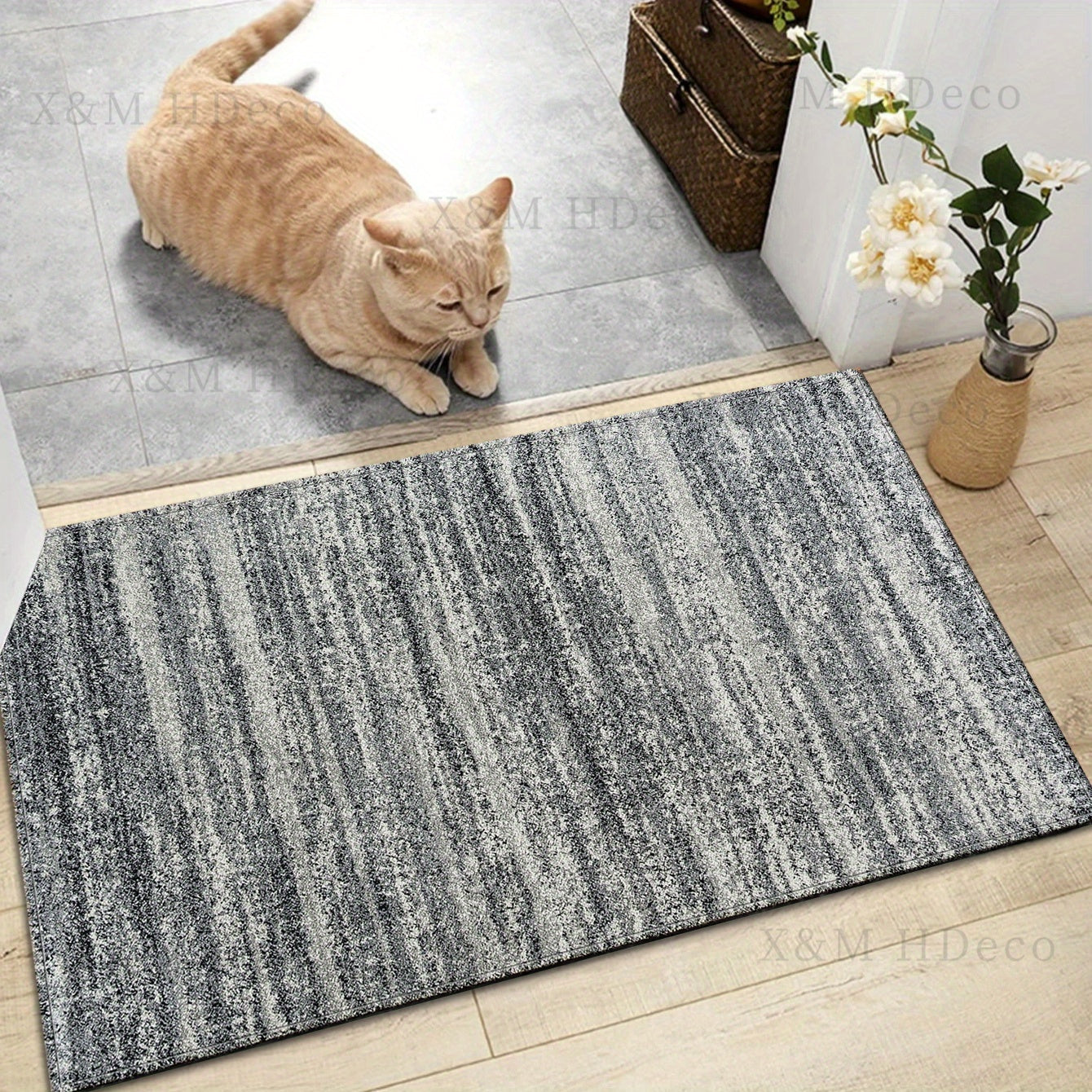 Gray Runner Rug with Ultra-Soft, Non-Slip Washable Polyester and Memory Foam Cushion for Kitchen, Laundry Room & Hallways - Various Sizes to Choose From