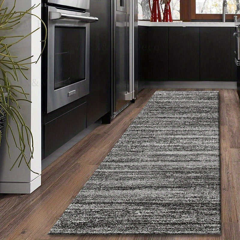 Gray Runner Rug with Ultra-Soft, Non-Slip Washable Polyester and Memory Foam Cushion for Kitchen, Laundry Room & Hallways - Various Sizes to Choose From