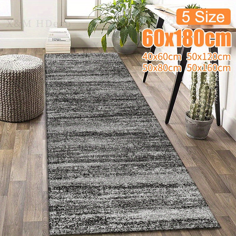 Gray Runner Rug with Ultra-Soft, Non-Slip Washable Polyester and Memory Foam Cushion for Kitchen, Laundry Room & Hallways - Various Sizes to Choose From