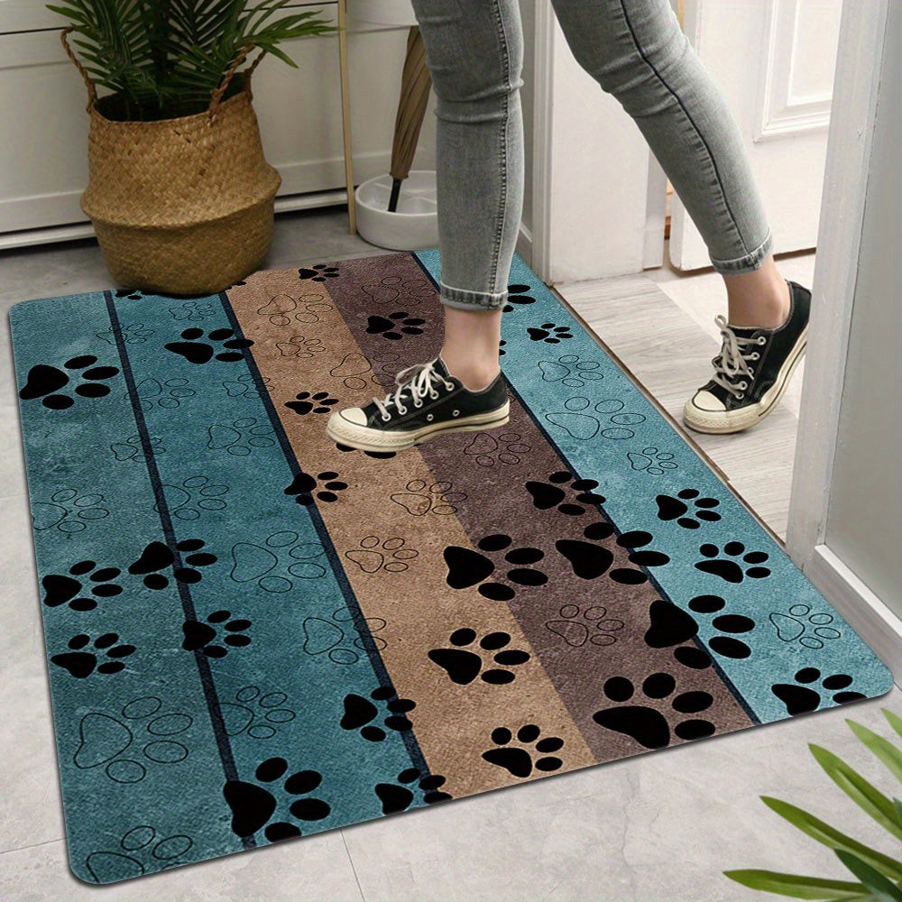 Introducing "Whisker Welcome", a playful animal paw print welcome mat designed to greet you and your guests with a smile. This durable, non-slip rug is perfect for any space in your home - from the living room to the kitchen. Machine washable and highly