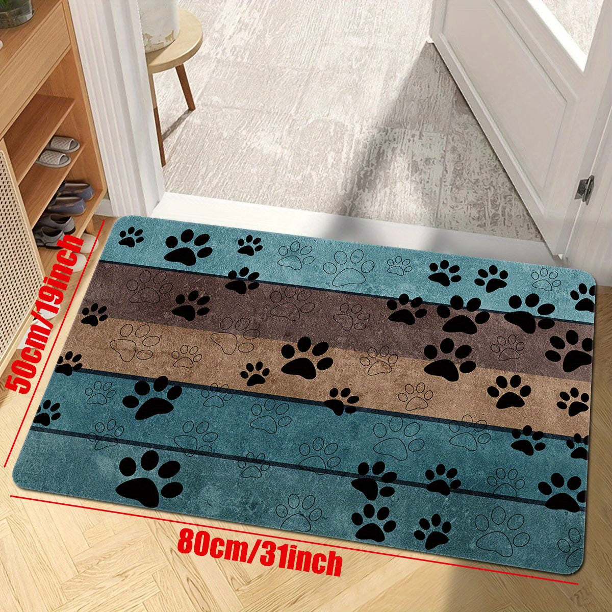 Introducing "Whisker Welcome", a playful animal paw print welcome mat designed to greet you and your guests with a smile. This durable, non-slip rug is perfect for any space in your home - from the living room to the kitchen. Machine washable and highly