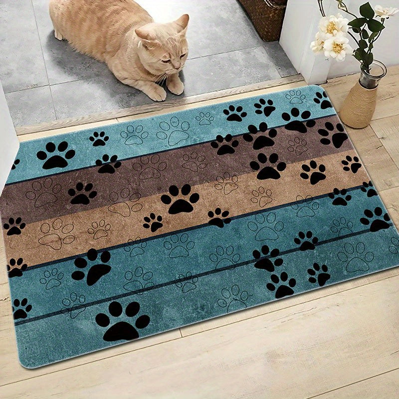 Introducing "Whisker Welcome", a playful animal paw print welcome mat designed to greet you and your guests with a smile. This durable, non-slip rug is perfect for any space in your home - from the living room to the kitchen. Machine washable and highly