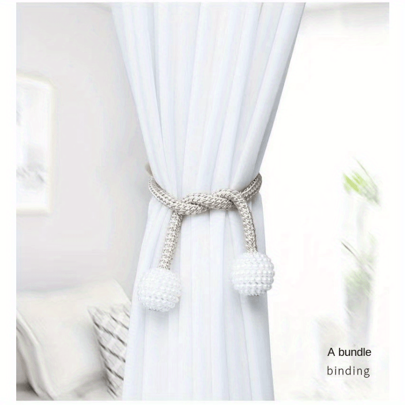 Set of 2 Modern Pearl Curtain Tiebacks, Elegant Artificial Pearl Drapery Holdbacks for Enhancing Bedroom and Living Room Decor