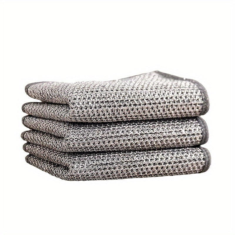 Set of 12 Non-Stick Oil Mesh Dishcloths - Long-lasting Cleaning Cloths for Kitchenware - Effective in Removing Stains and Grease from Dishes, Pots, and Stove