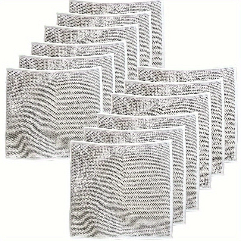 Set of 12 Non-Stick Oil Mesh Dishcloths - Long-lasting Cleaning Cloths for Kitchenware - Effective in Removing Stains and Grease from Dishes, Pots, and Stove