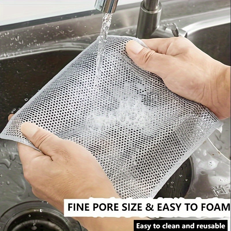 Set of 12 Non-Stick Oil Mesh Dishcloths - Long-lasting Cleaning Cloths for Kitchenware - Effective in Removing Stains and Grease from Dishes, Pots, and Stove