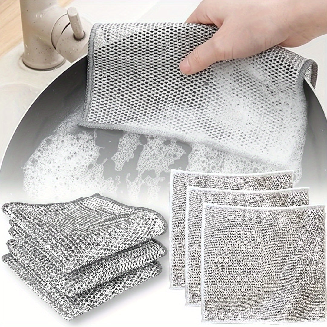 Set of 12 Non-Stick Oil Mesh Dishcloths - Long-lasting Cleaning Cloths for Kitchenware - Effective in Removing Stains and Grease from Dishes, Pots, and Stove