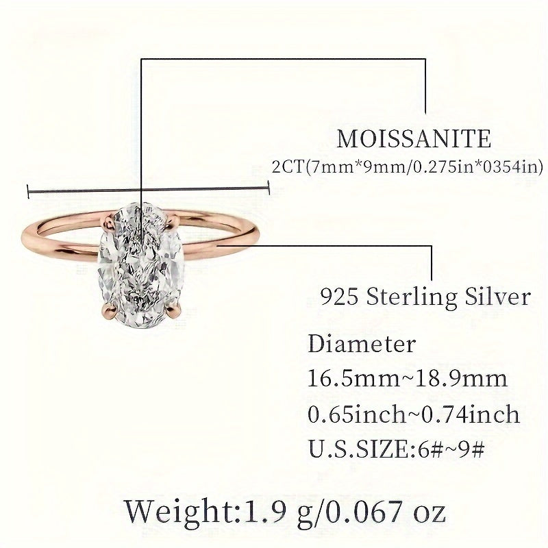 Stunning 925 Sterling Silver 2ct Goose Egg Moissanite Halo Ring, Hypoallergenic and Perfect for Women's Engagement, Proposal, Wedding, or Mother's Day Gift. Includes Moissanite Certificate and Comes in an Exquisite Gift Box Packaging.