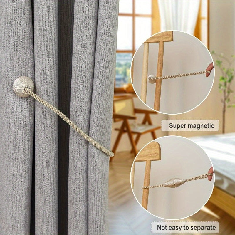 Set of 4 Magnetic Curtain Tiebacks - Perfect for Outdoor Decor and Home Decor - Stylish Window Treatment Holdbacks for Living Room