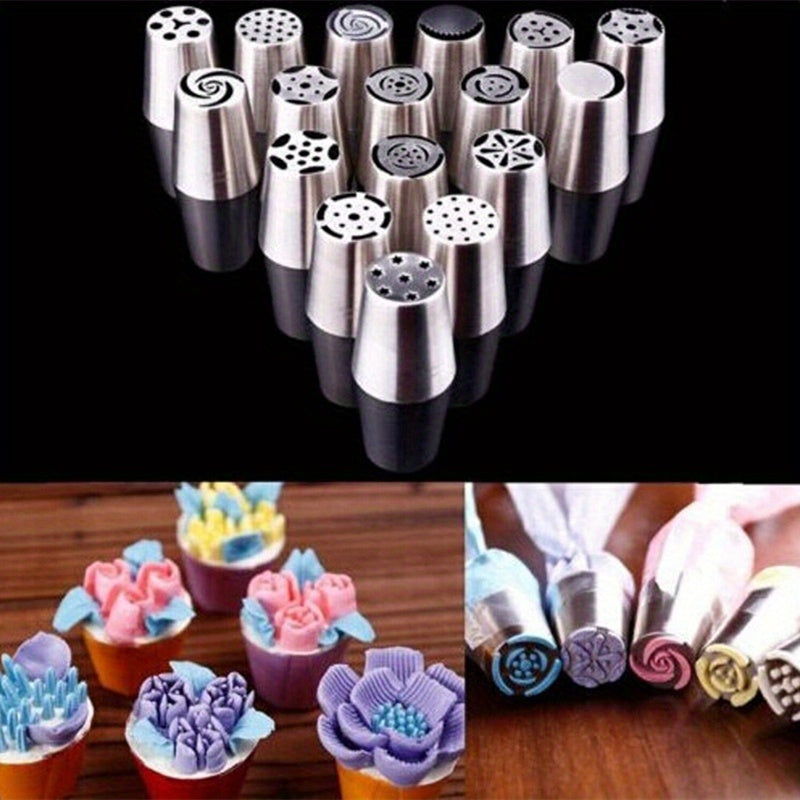 Set of 10 Stainless Steel Icing Nozzles for Cake Decorating, Includes Cream Cake Piping Tips, Perfect for Desserts, Biscuits, and Cupcakes. Essential Kitchen Accessories and Baking Tools for DIY Cake Decorating.