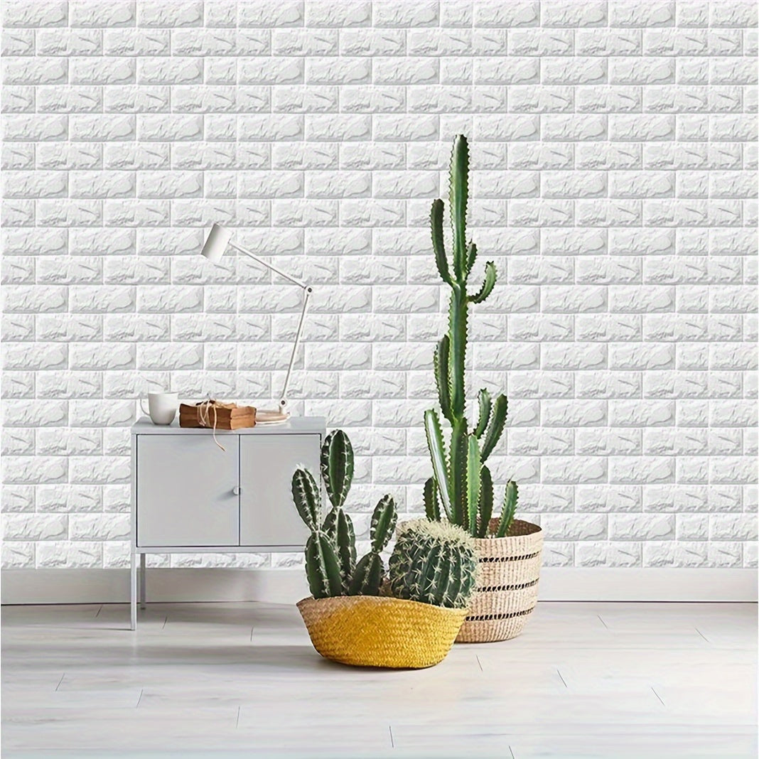 White 3D Wall Stickers - Pack of 10/20, Self-Adhesive PE Polyethylene Material, Waterproof and Mildew-Resistant, Ideal for DIY Home Decor in Living Room, Bathroom, Kitchen