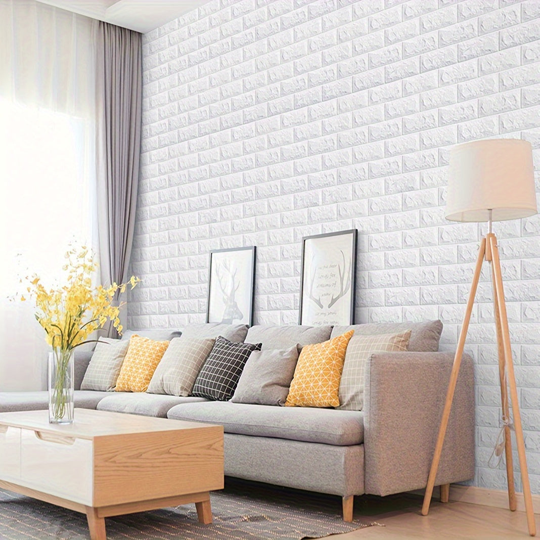 White 3D Wall Stickers - Pack of 10/20, Self-Adhesive PE Polyethylene Material, Waterproof and Mildew-Resistant, Ideal for DIY Home Decor in Living Room, Bathroom, Kitchen