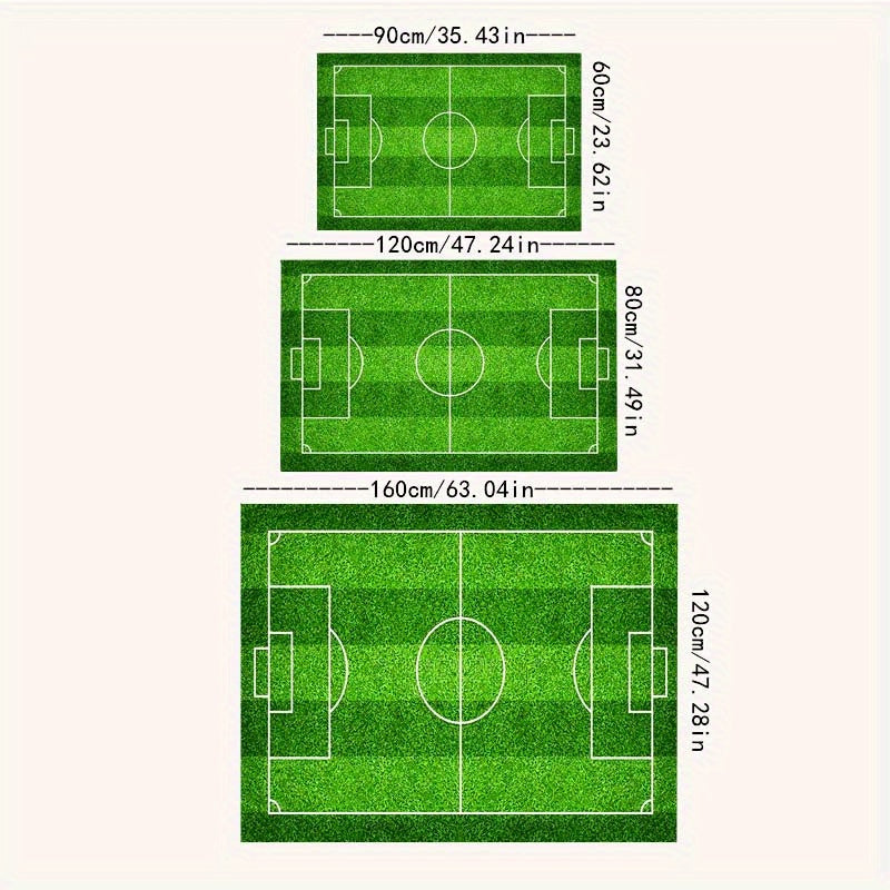 Non-slip Floor Mat with Football Court Pattern, Perfect for Bedroom, Living Room, Bathroom, Office, or Home Decor