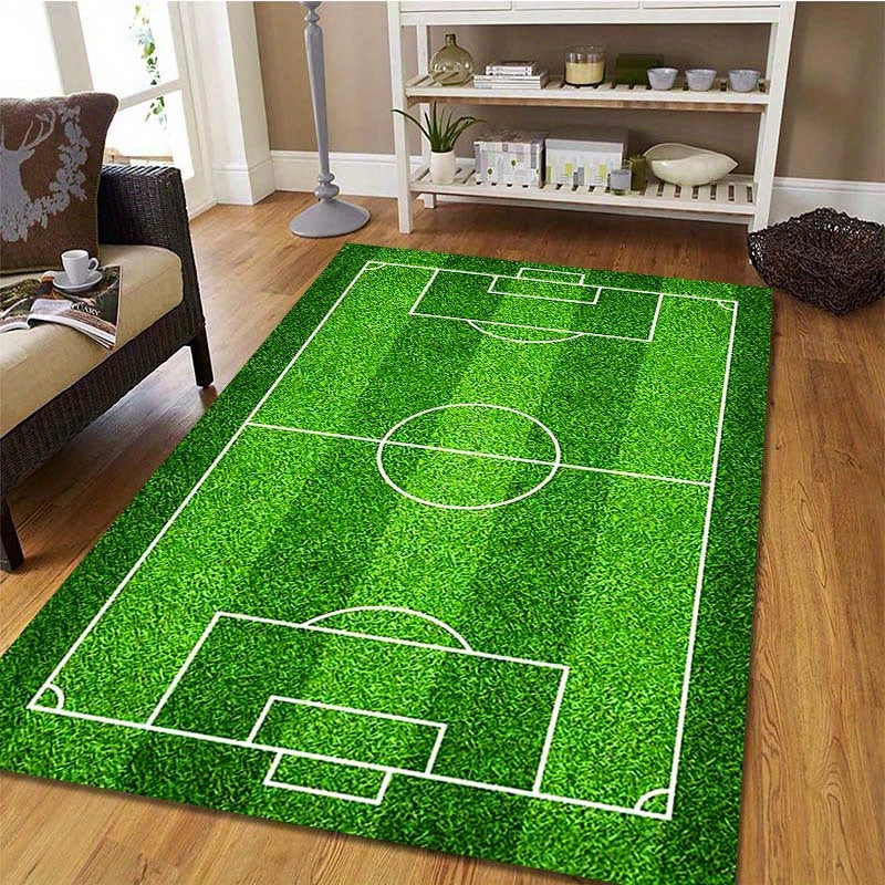 Non-slip Floor Mat with Football Court Pattern, Perfect for Bedroom, Living Room, Bathroom, Office, or Home Decor