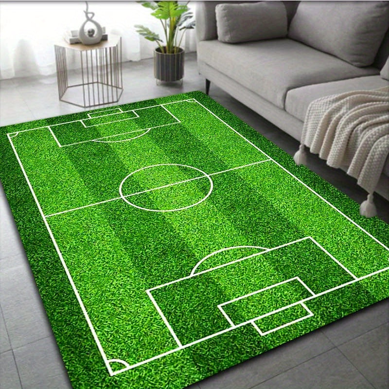 Non-slip Floor Mat with Football Court Pattern, Perfect for Bedroom, Living Room, Bathroom, Office, or Home Decor