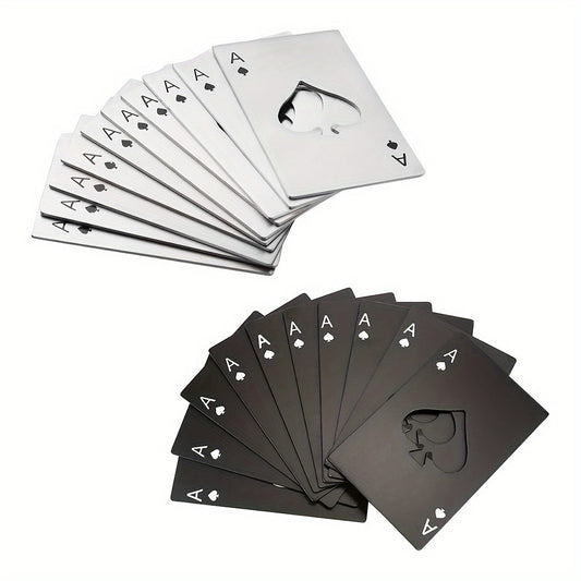 Top Pick: Set of 10 Creative Spades A Card Bottle Openers - Made of Sturdy Stainless Steel, Playing Card Design with Heart Cutout, Perfect for Holiday and Bar Use