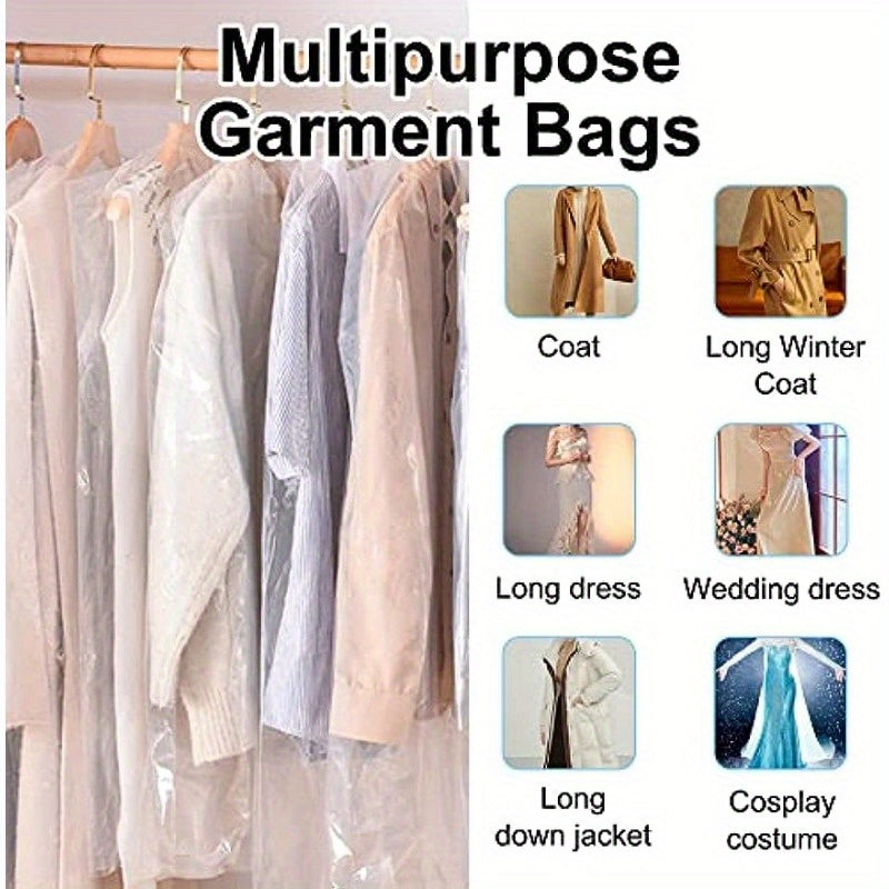 20-piece Value Pack of 149.99 Cm Clear Plastic Garment Bags for Dry Cleaning and Laundry Storage.