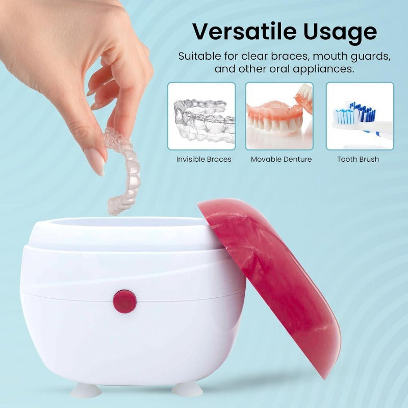 Effortlessly clean and protect dentures, braces, and retainers with the Portable Retainer Cleaner Case. The perfect thoughtful gift for parents.