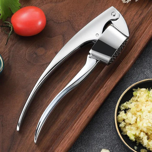 A multifunctional stainless steel garlic press that can be used as a garlic mincer, crusher, chopper, squeezer, masher, and more. Washable and great for use in the kitchen, this gadget is a must-have for any cooking enthusiast.