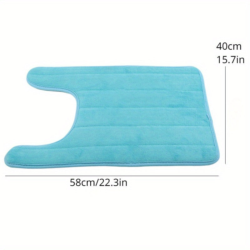 Non-Slip Bathroom Safety Mat, Household U-shaped Water Absorbent Pad with Slow Rebound Technology, Toilet Mat and Floor Mat for Bathroom