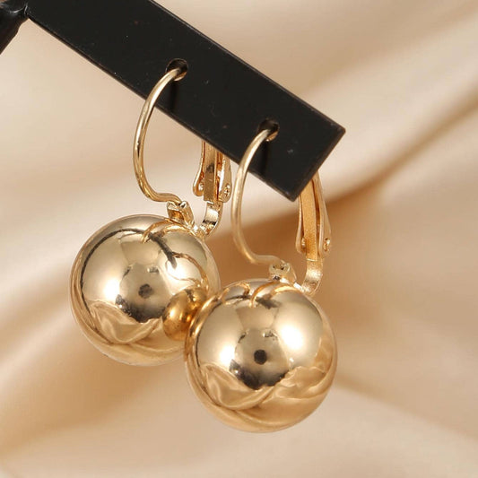 Vintage-inspired round ball pendant hoop earrings, an elegant and fashionable accessory for women's daily outfits.