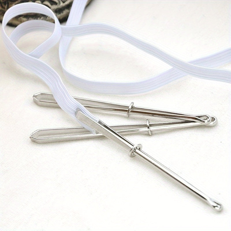 High-quality sewing tool for DIY projects, trousers, and belts. Features durable elastic band clip and needle guide for easy use. White color, time-saving, and versatile. Complete with