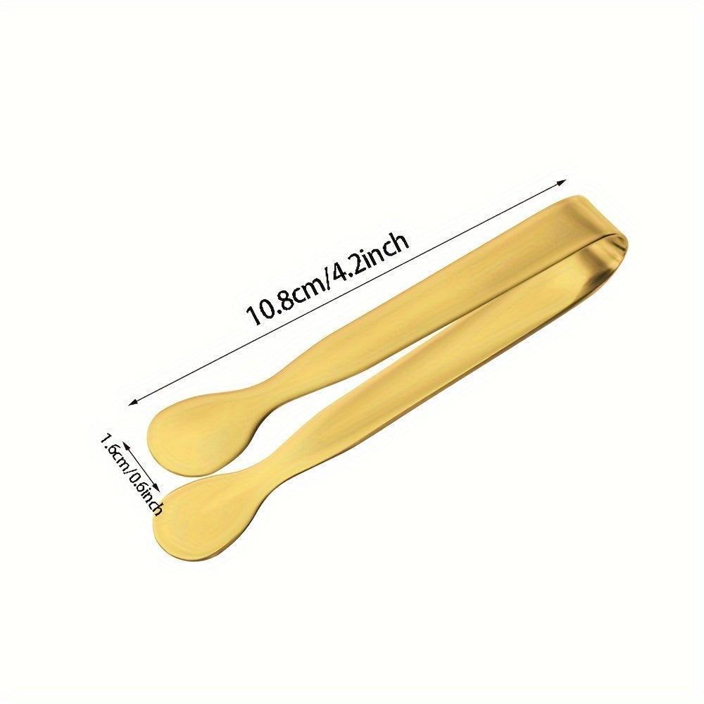 1/3/5 pack of stylish, durable golden stainless steel mini appetizer tongs. Perfect for parties and catering, with a modern and simple style ideal for tea parties and coffee bars. Made from food-grade materials.