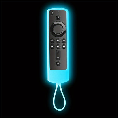 Silicone remote cover for Alexa and Fire TV glows in the dark, provides protection with easy access, compatible with various models, enhances gaming, no batteries required, ergonomic design