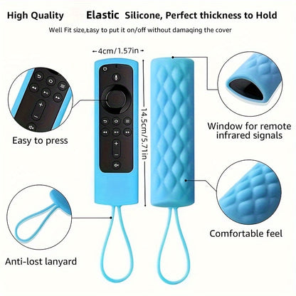 Silicone remote cover for Alexa and Fire TV glows in the dark, provides protection with easy access, compatible with various models, enhances gaming, no batteries required, ergonomic design