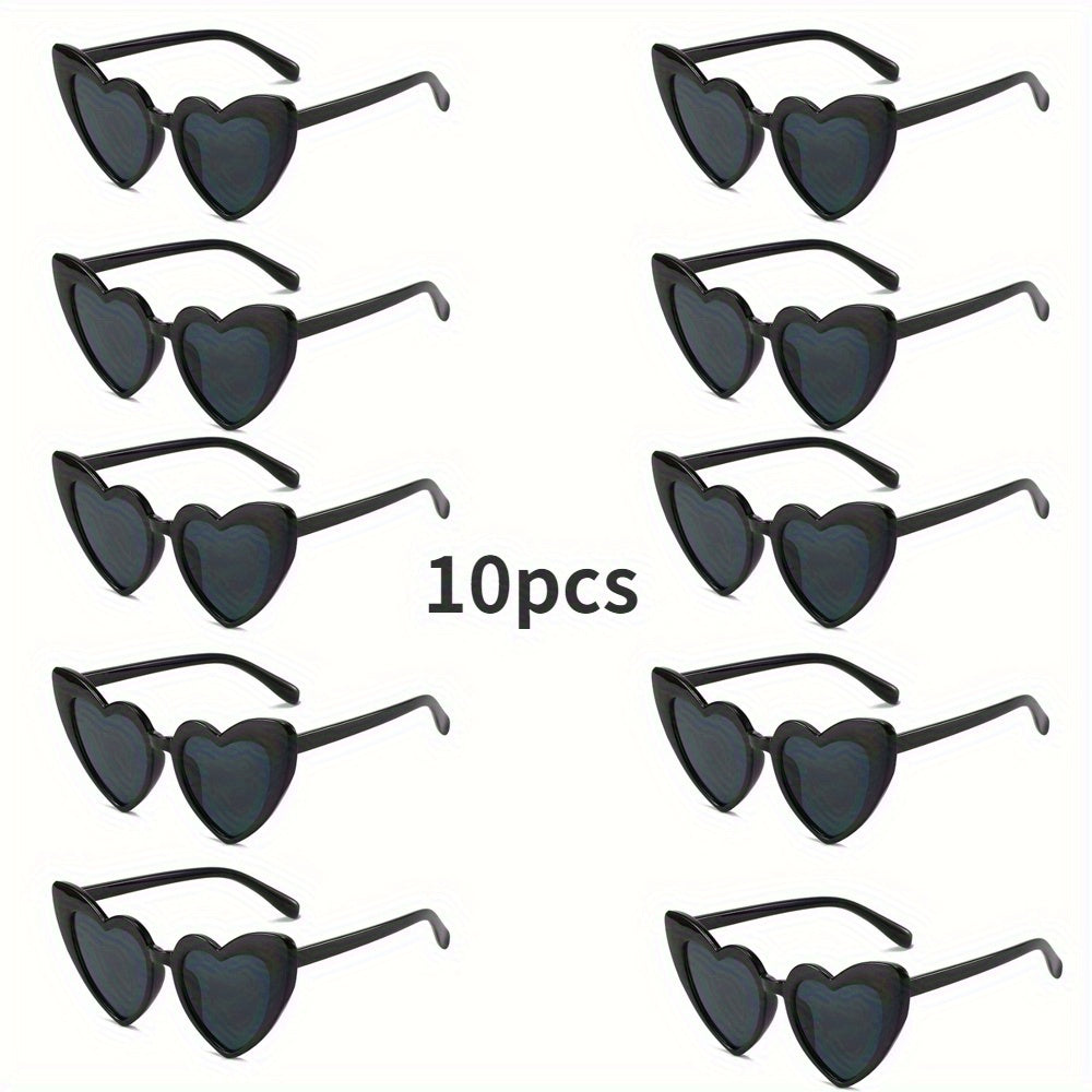 Set of 10 Heart-Shaped Fashion Glasses for Men and Women, Stylish and Decorative Eyewear for Weddings, Parties, Dances, and Valentine's Day Celebration