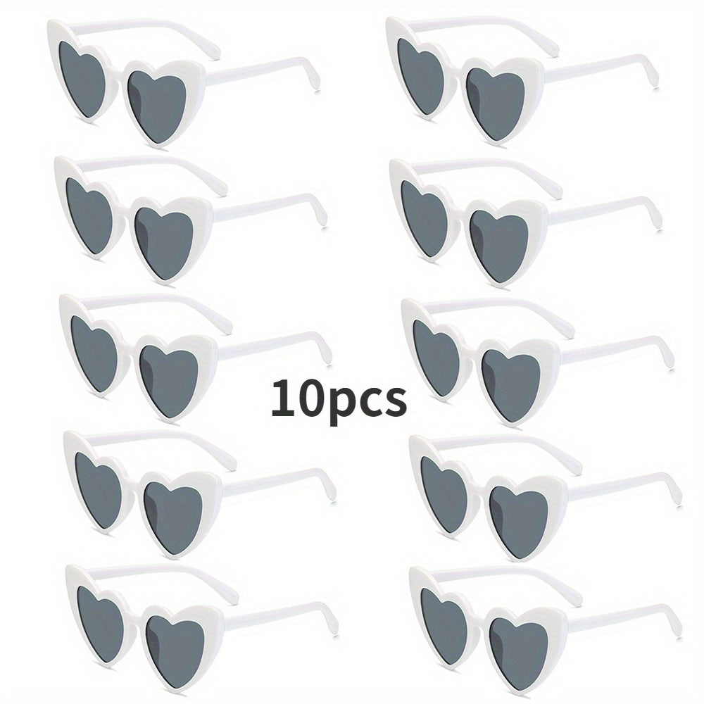 Set of 10 Heart-Shaped Fashion Glasses for Men and Women, Stylish and Decorative Eyewear for Weddings, Parties, Dances, and Valentine's Day Celebration