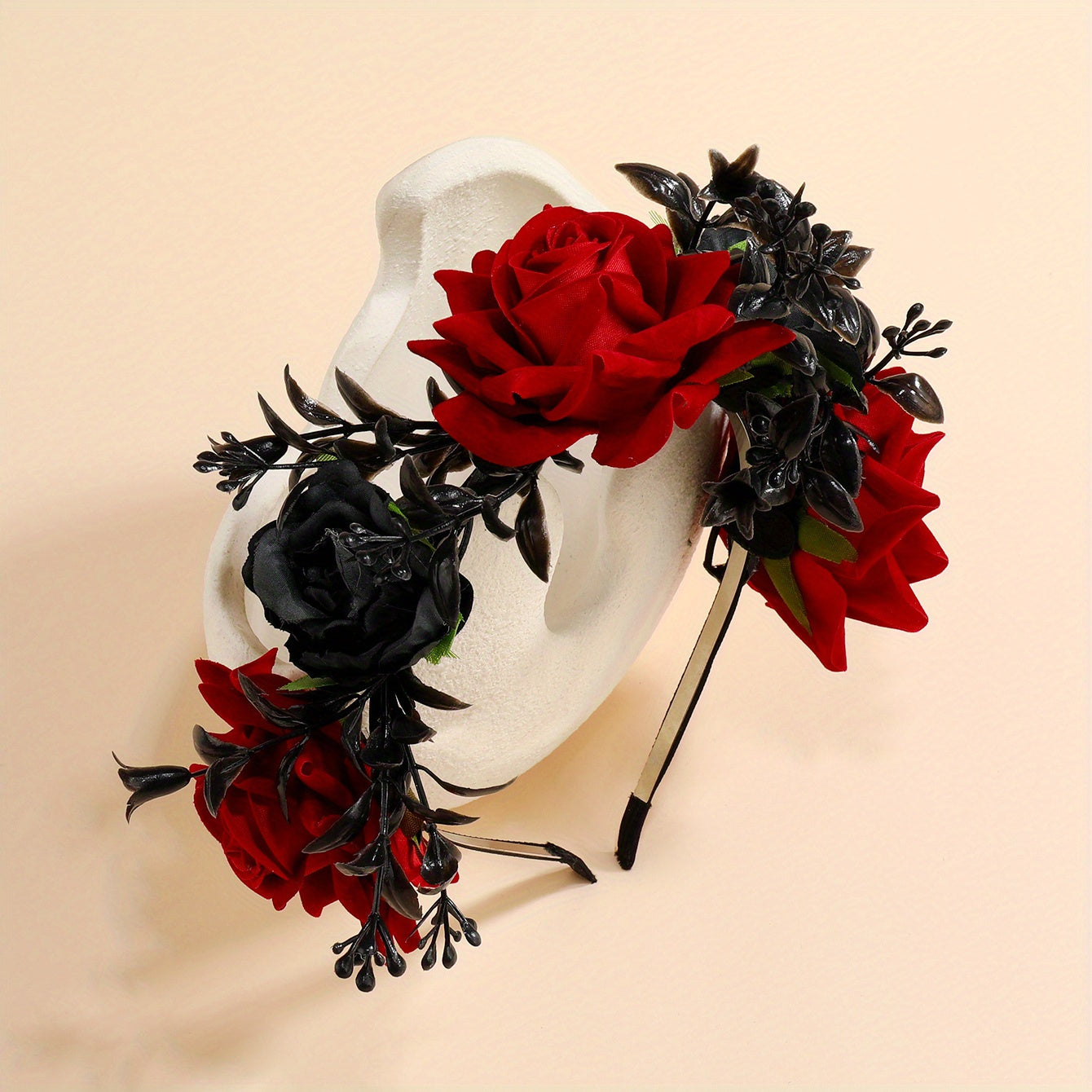 Bohemian Chic Halloween Rose Headband - Stylish Hair Accessory for Women, Made of Polyester