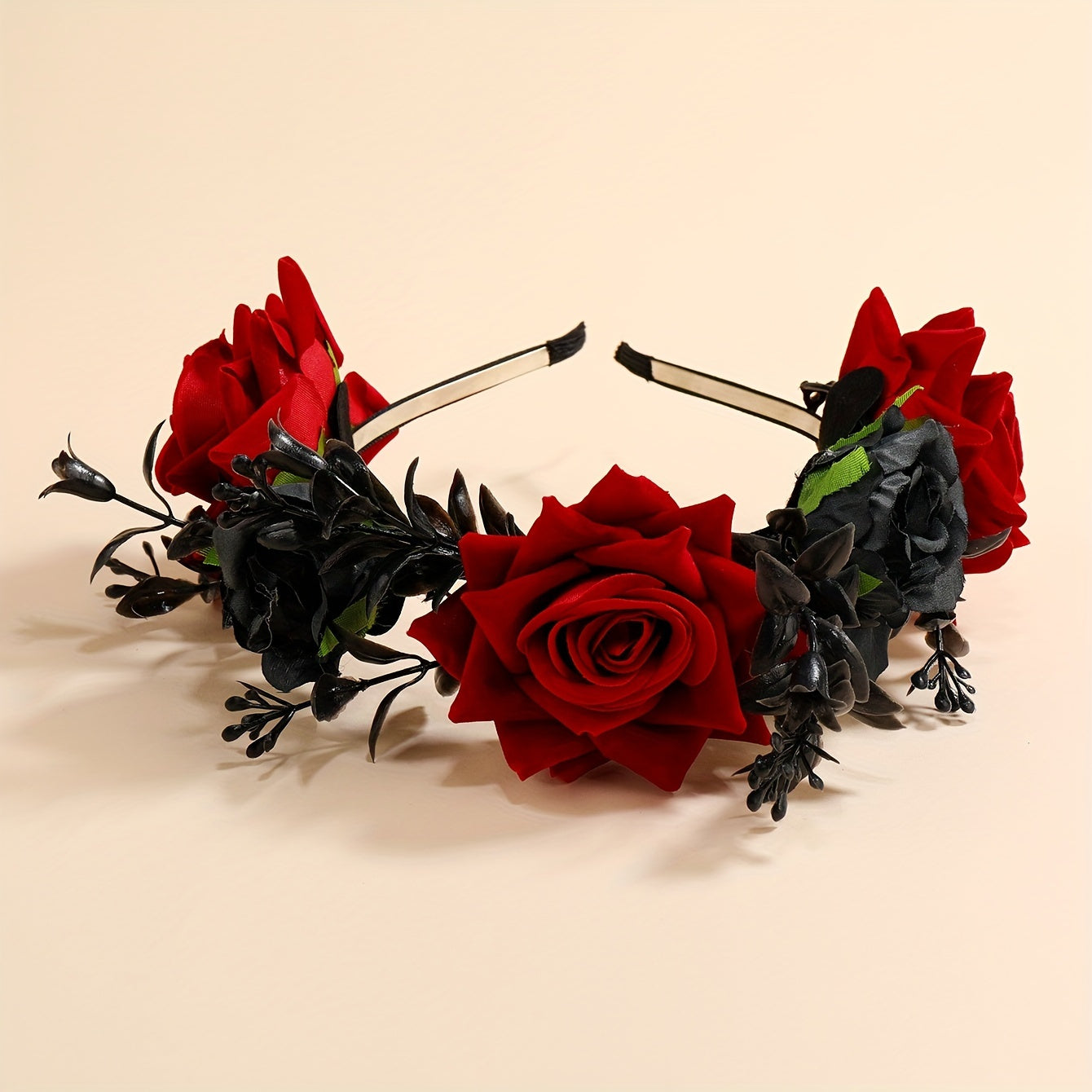 Bohemian Chic Halloween Rose Headband - Stylish Hair Accessory for Women, Made of Polyester