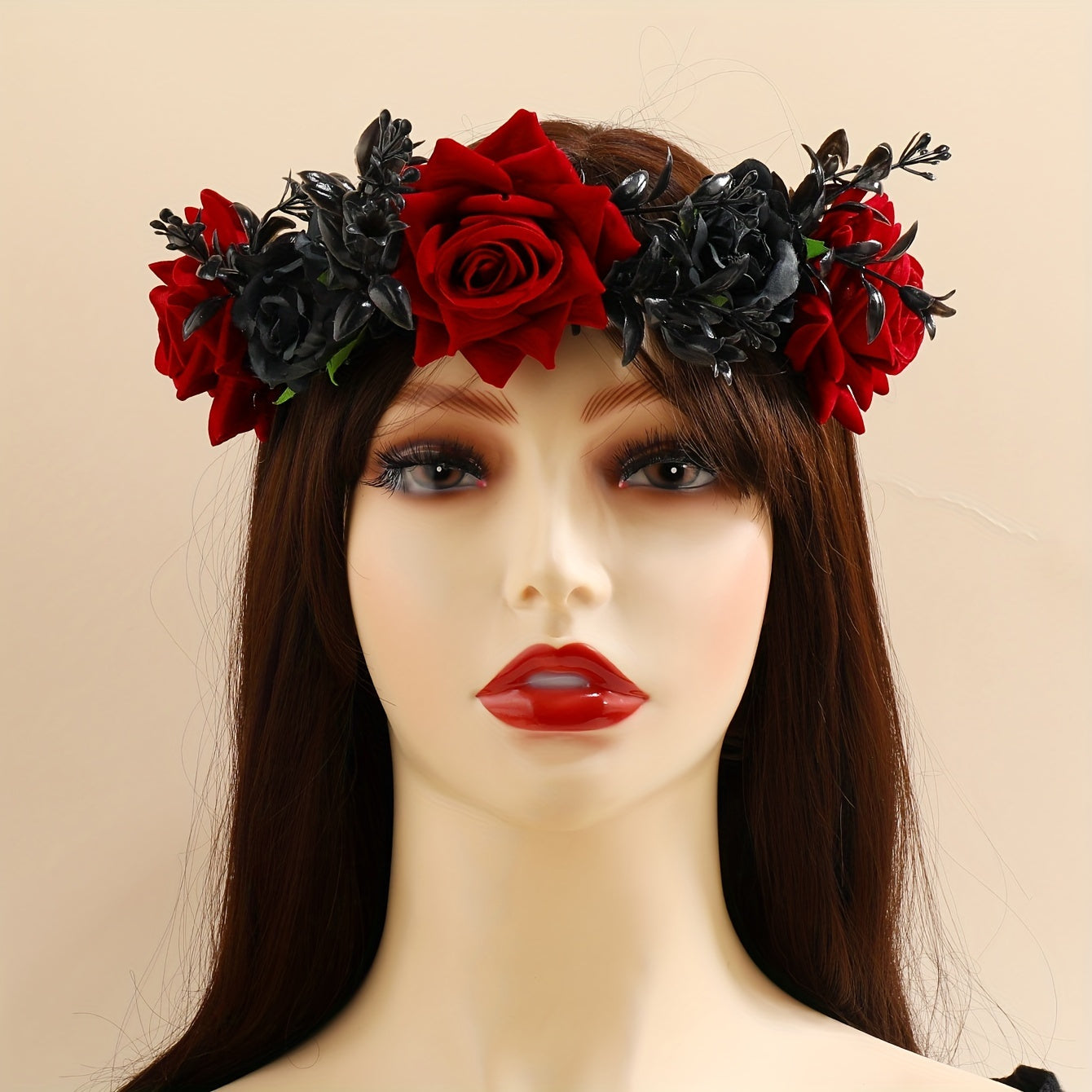 Bohemian Chic Halloween Rose Headband - Stylish Hair Accessory for Women, Made of Polyester