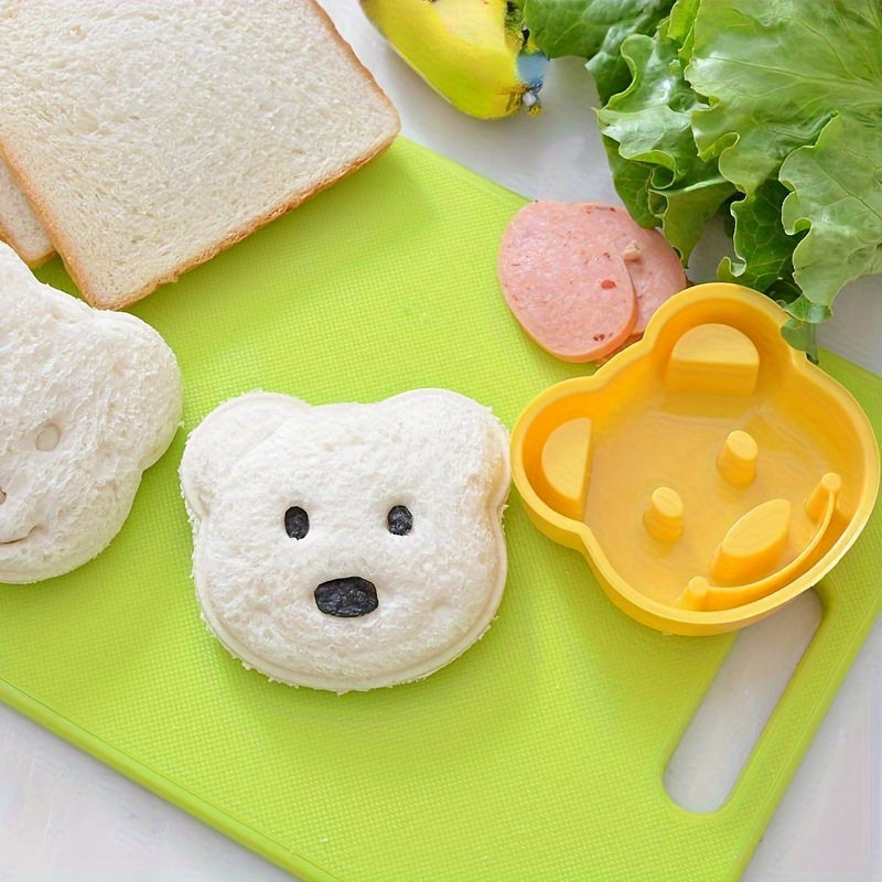 1 piece of cartoon bear sandwich knives and sealers, non-stick cookie cutters, breakfast making molds, baking tools, kitchen accessories, perfect for home kitchen projects.