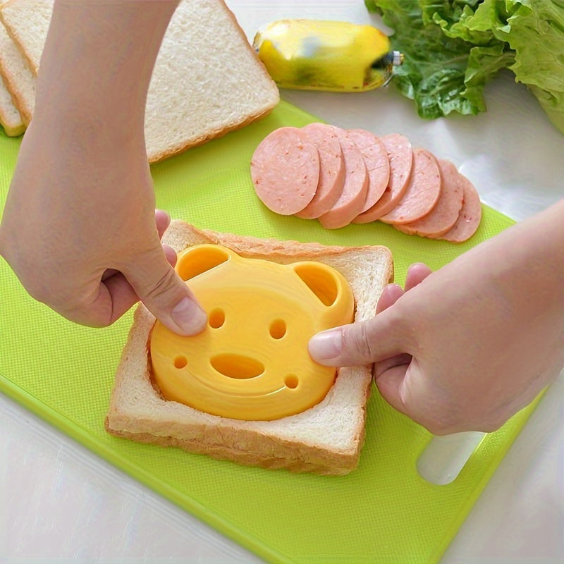 1 piece of cartoon bear sandwich knives and sealers, non-stick cookie cutters, breakfast making molds, baking tools, kitchen accessories, perfect for home kitchen projects.