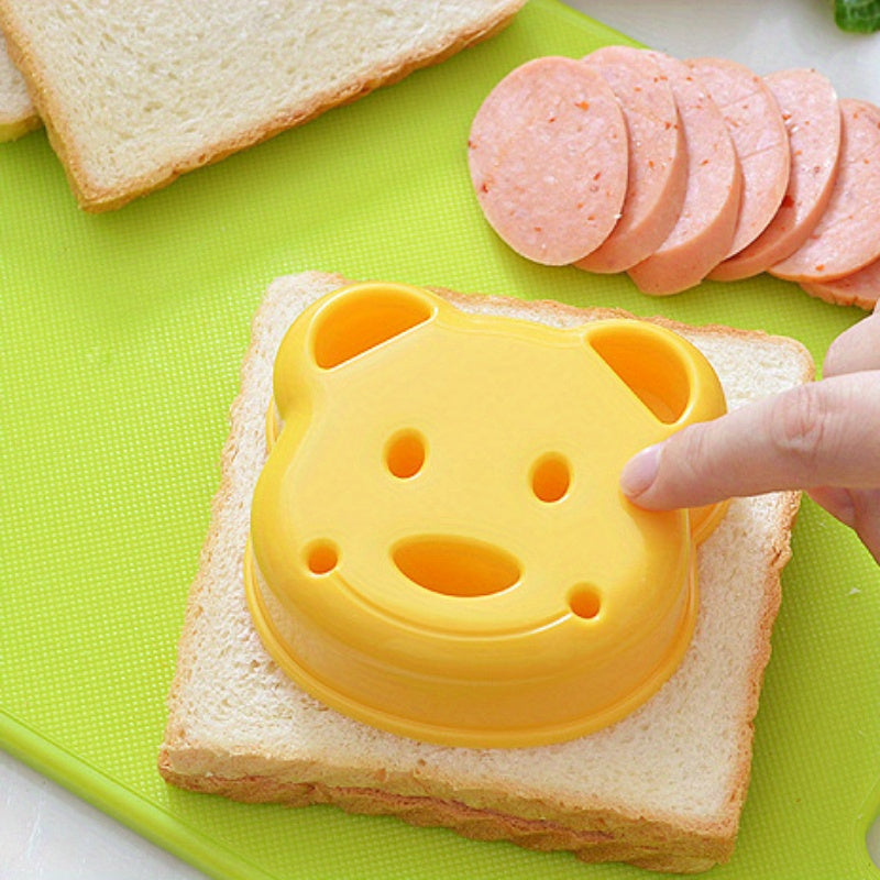 1 piece of cartoon bear sandwich knives and sealers, non-stick cookie cutters, breakfast making molds, baking tools, kitchen accessories, perfect for home kitchen projects.