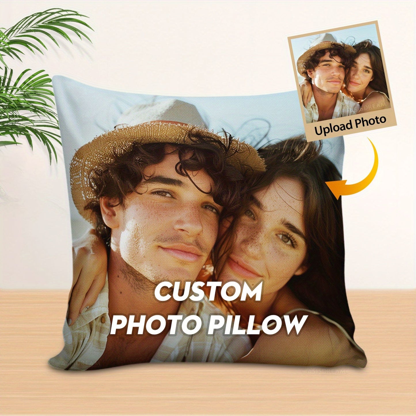 Personalized Throw Pillow with Custom Photo Insert - Perfect Gift for Lovers on Birthday, Wedding, or Valentine's Day. Single Sided Soft Square Cushion for House Decoration.