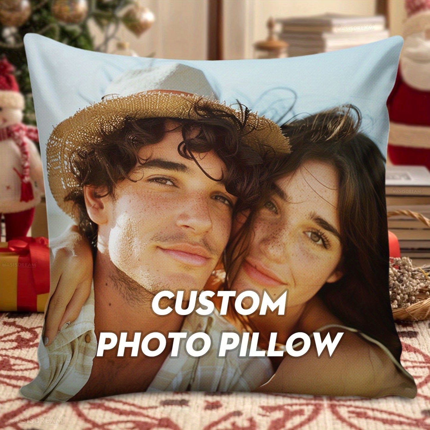 Personalized Throw Pillow with Custom Photo Insert - Perfect Gift for Lovers on Birthday, Wedding, or Valentine's Day. Single Sided Soft Square Cushion for House Decoration.