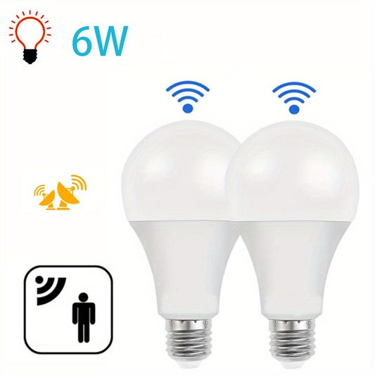 6W 220V E27 LED motion sensor light bulb with multiple packaging specifications. Smart LED lamp with infrared detection for use in darkness.