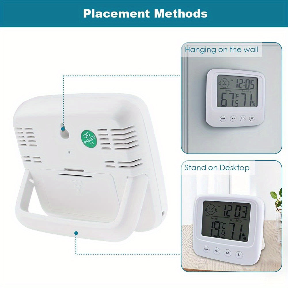 Vaikby Digital Hygrometer Thermometer with Clock, Backlight, ℃/℉ Switch, Fast 5s Refresh, for Home, Office, Bedroom.