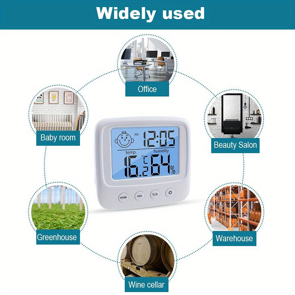 Vaikby Digital Hygrometer Thermometer with Clock, Backlight, ℃/℉ Switch, Fast 5s Refresh, for Home, Office, Bedroom.