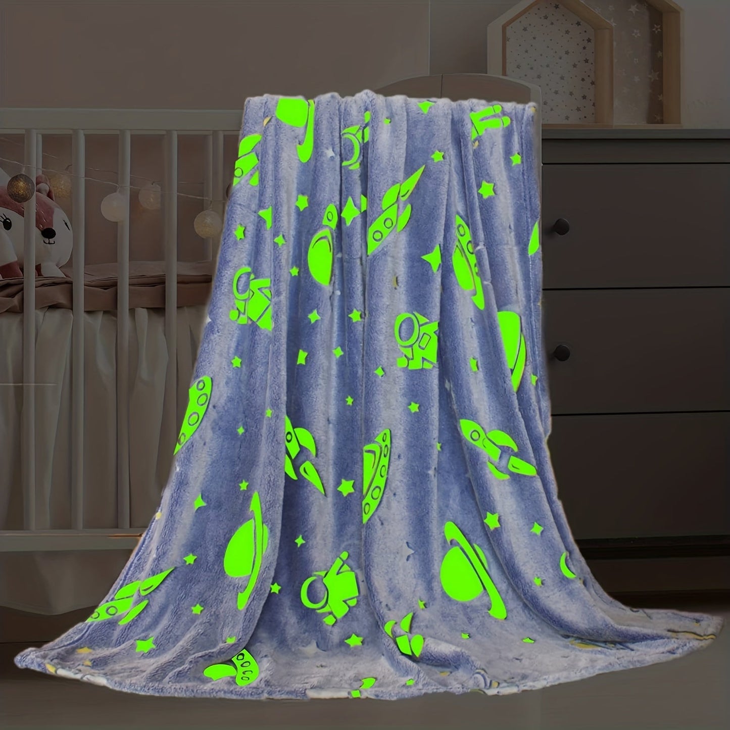 Glow in the Dark Astronaut Blanket - Made with Soft and Cozy Flannel - Ideal for Teens and Adults - Perfect for Sofa, Bed, Car, or Office - Great Birthday Gift for Boys and Girls - 1 piece