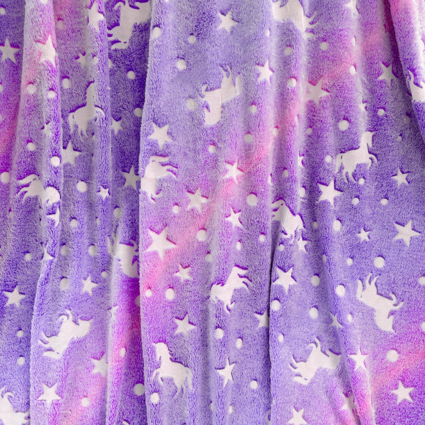 Enchanting Unicorn & Star Pattern Luminous Throw Blanket - Glow-in-the-Dark, Ultra-Soft Plush Flannel Fleece - Perfect for Kids' Rooms, Couch, Bed - Great for Birthdays, Christmas, Halloween, Thanksgiving, Easter - One Piece