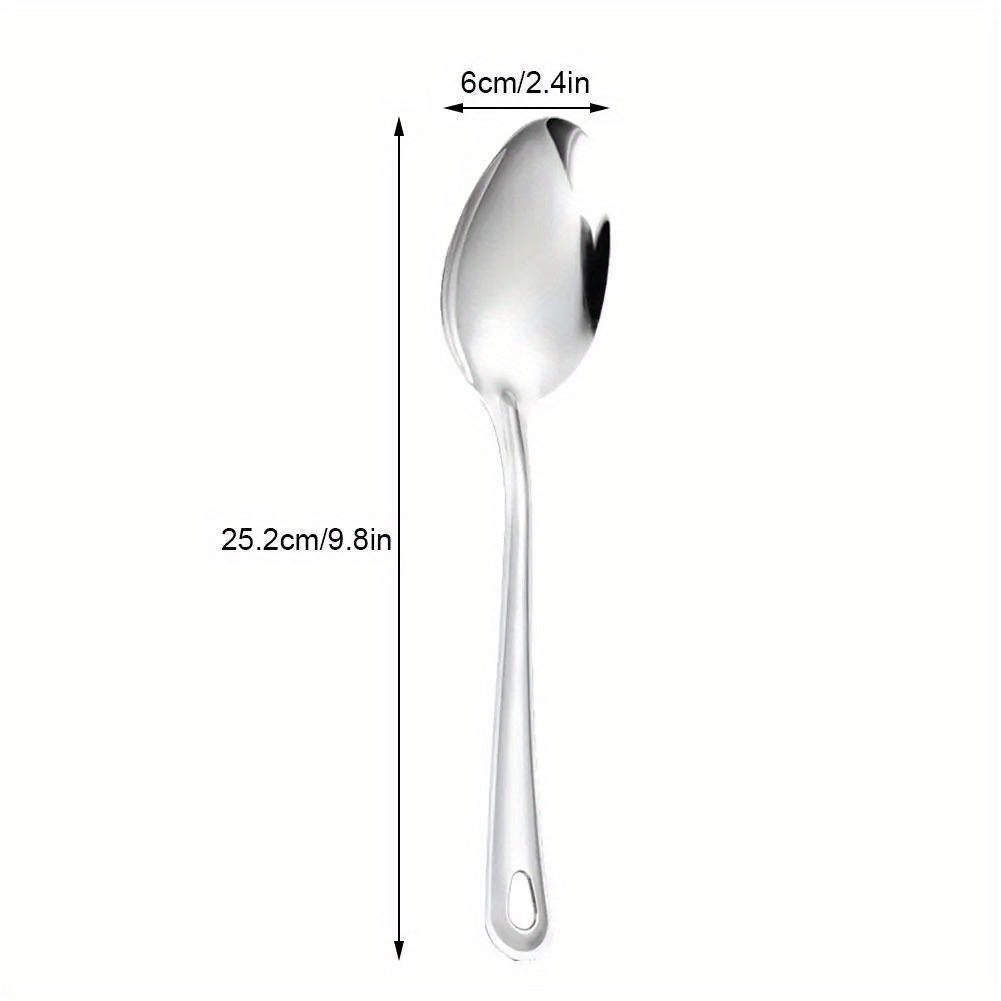 Stainless steel spoon set for home, restaurant, or hotel kitchens, includes colander, slotted spoon, and dessert fruit snack spoons.