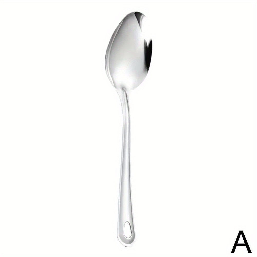 Stainless steel spoon set for home, restaurant, or hotel kitchens, includes colander, slotted spoon, and dessert fruit snack spoons.