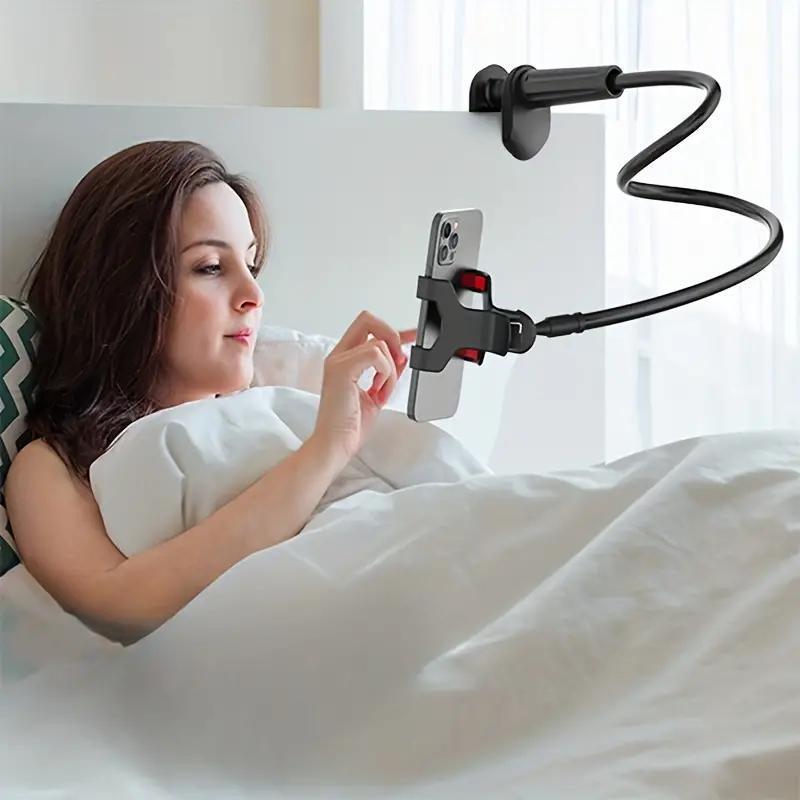 Adjustable Phone and Tablet Stand with Flexible 71.98 Cm Arm, Double Clamp Holder that Rotates 360°, Spiral Plastic Base, Ideal for Live Streaming, Watching TV, and Lazy use on Desktop or Bedside