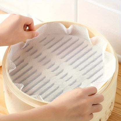 The Household Non Stick Steamer Mat Set includes 3 pieces, including a Mantou Mat, Cage Drawer Steamer Cloth, and Coarse Gauze Food Kitchen Cage Cloth. These mats are perfect for multi-functional cooking and are easy to clean.